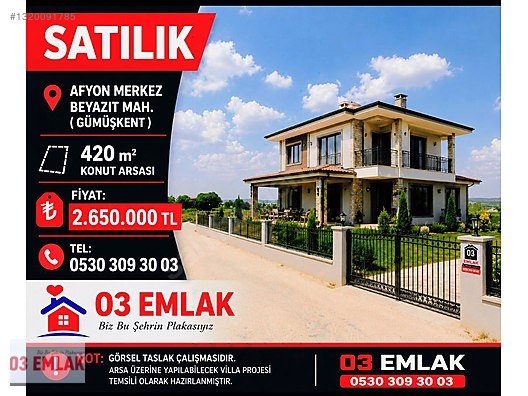 03 EMLAK(Ahmet Baştuğ'dan) AFYON GÜMÜŞKENT'TE 420m2 KONUT ARSASI