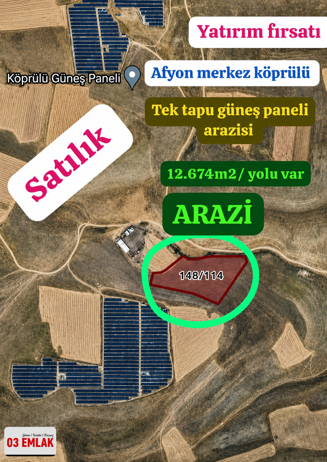 03 EMLAK(Ahmet Baştuğ'dan) YATIRIM FIRSATI( TEK TAPU- YOLU VAR)